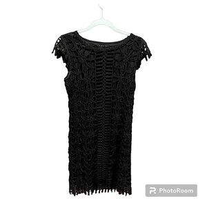 Weavz embroidered black cocktail dress with matching jacket size medium